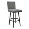 Armen Living Rochester 26" Swivel Modern Black Metal and Gray Faux Leather Barstool 721535752164 - alternate 1
